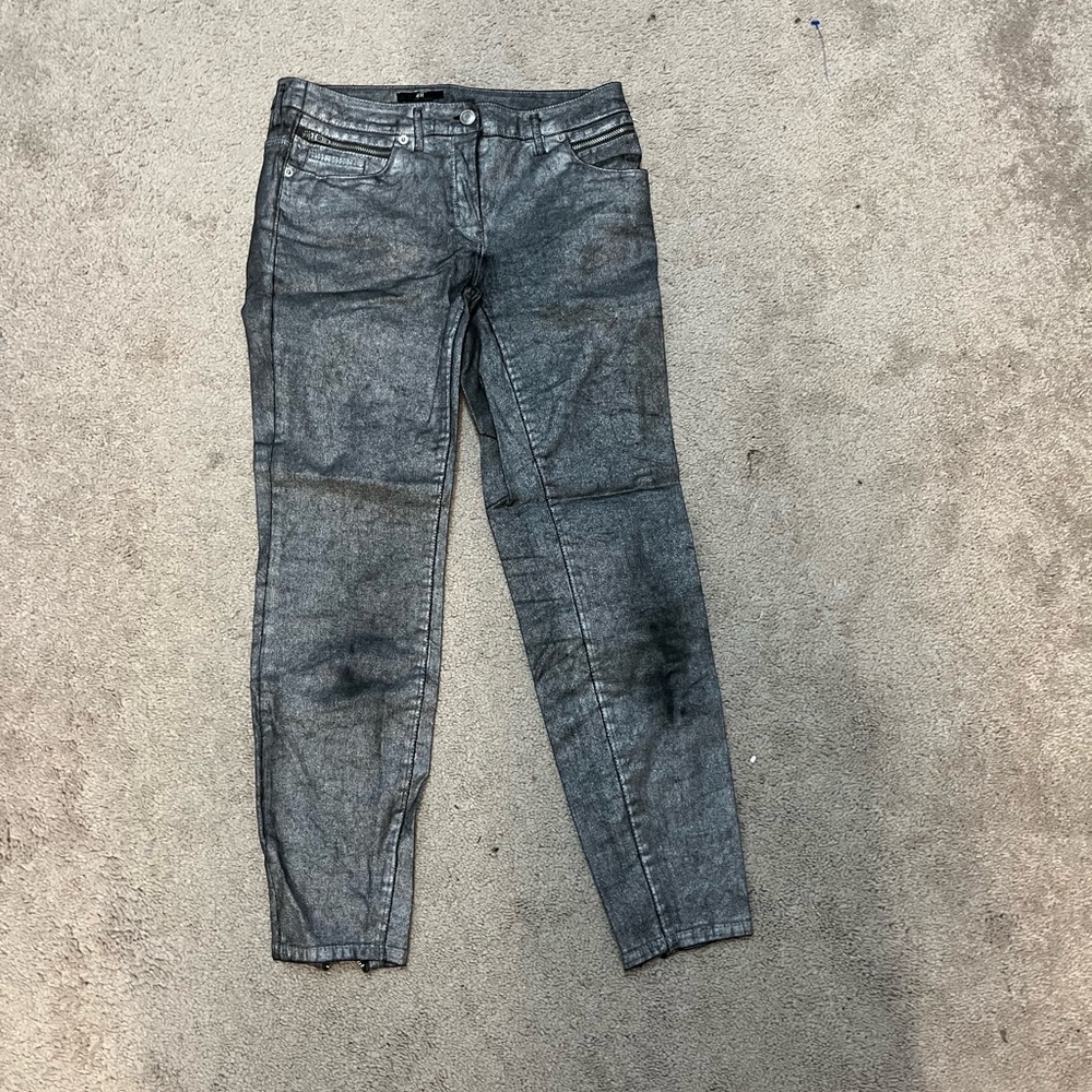 H&M silver cropped pants